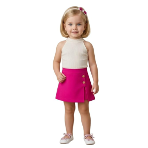 Shenine Girls Sleeveless Top & Skirt Set | Stylish 2-Piece Western Wear Outfit for Kids