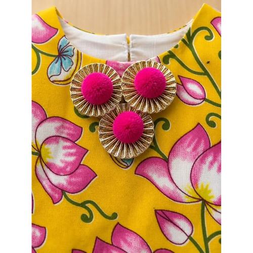 Shenine Girls Yellow Floral Lehenga Set | Traditional Ethnic Wear for Kids - Image 3